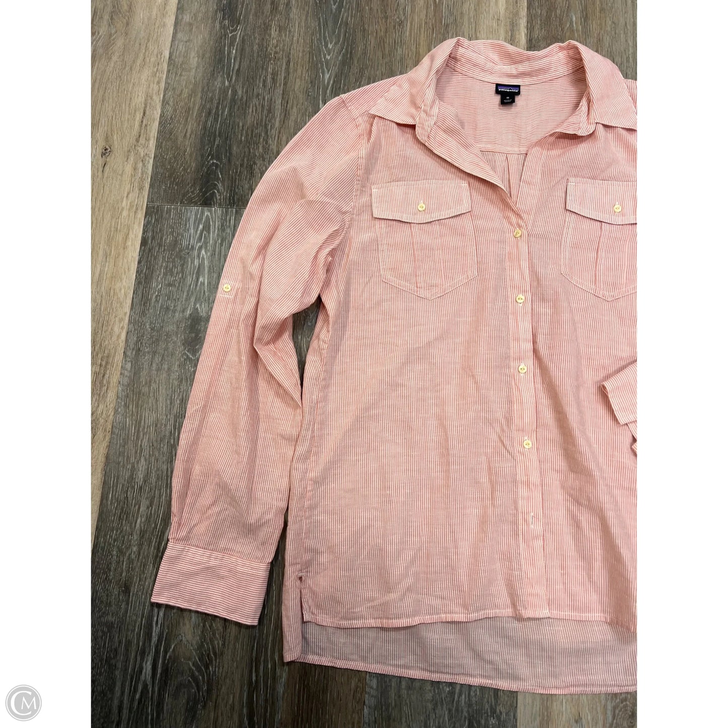 Blouse Long Sleeve By Patagonia In Striped Pattern, Size: M