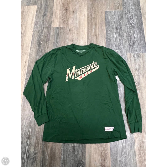 *Athletic Top Long Sleeve By Mitchell and Ness In Green, Size: L