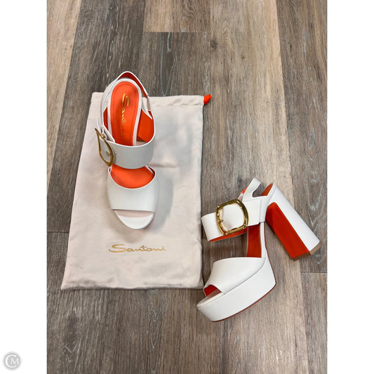 Sandals Heels Platform By SANTONI In White, Size: 9.5