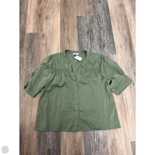 Blouse Short Sleeve By Evereve In Green, Size: L