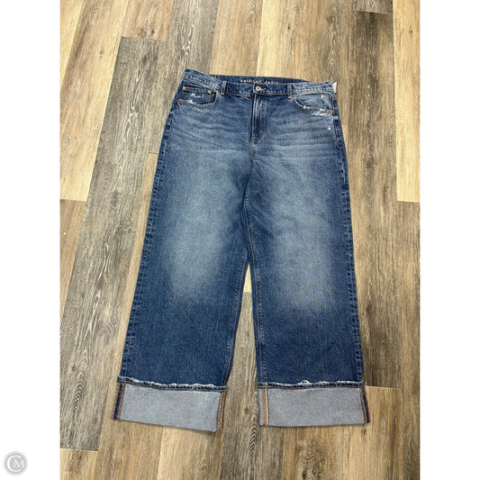 Jeans Straight By American Eagle In Blue Denim, Size: 16