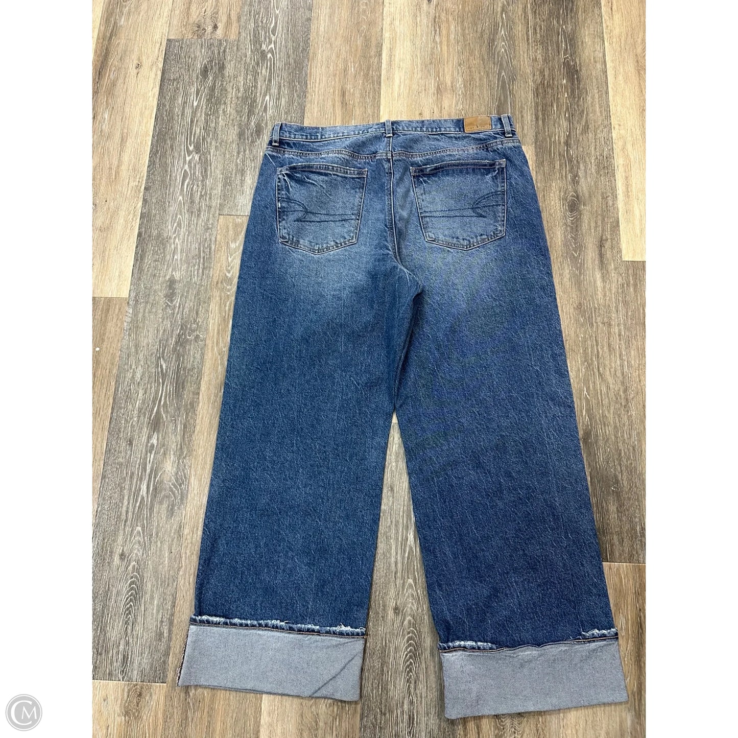 Jeans Straight By American Eagle In Blue Denim, Size: 16