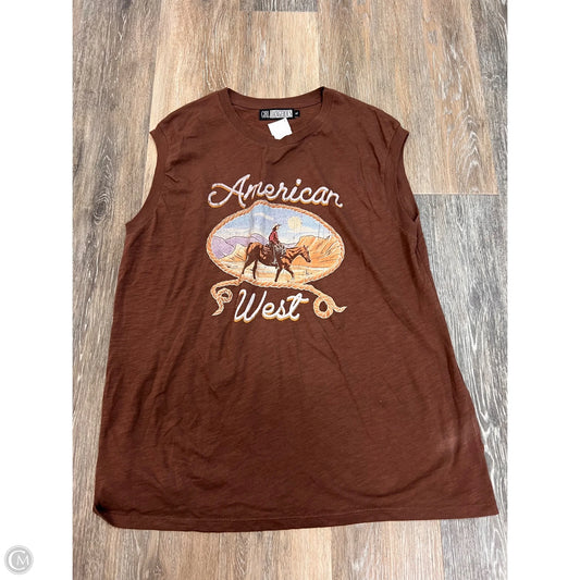 Top Short Sleeve By Girl Dangerous In Brown, Size: Xl
