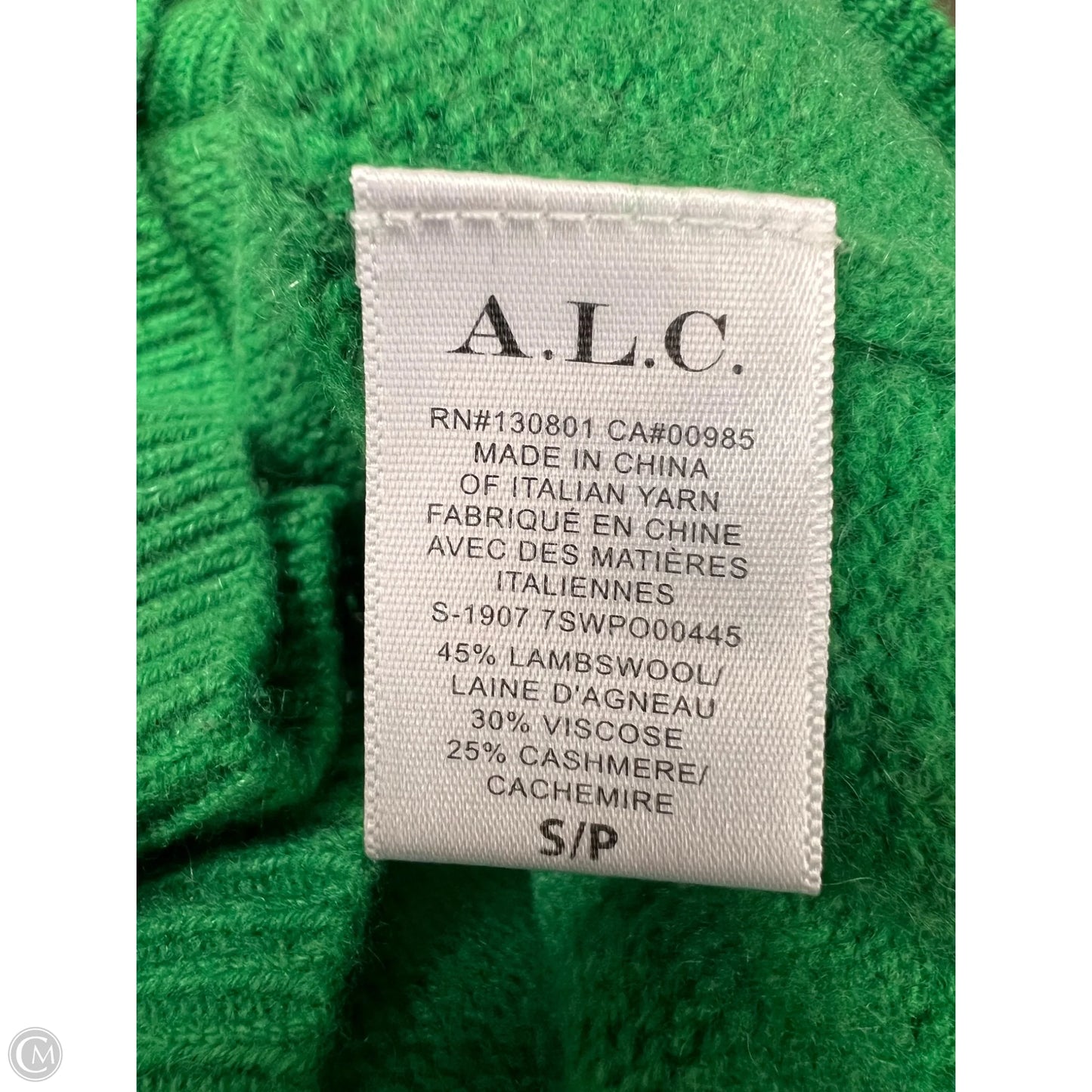 Sweater Designer By Alc In Green, Size: S