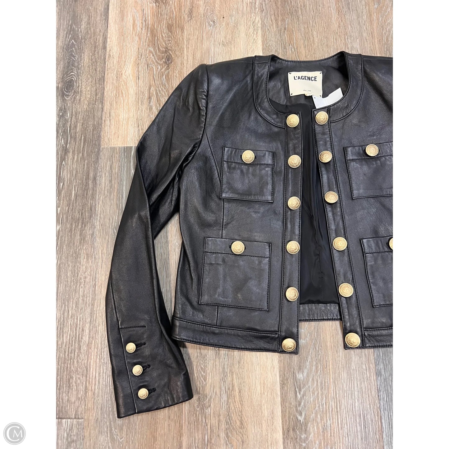 Jacket Designer Leather By L Agence In Black, Size: 2