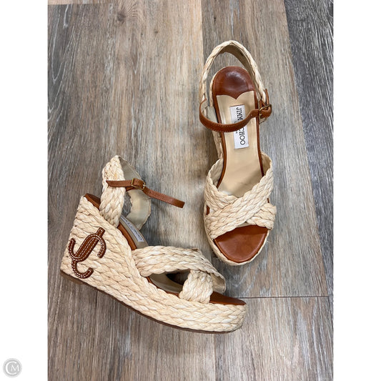 Sandals Luxury Designer By Jimmy Choo In Brown, Size: 9.5