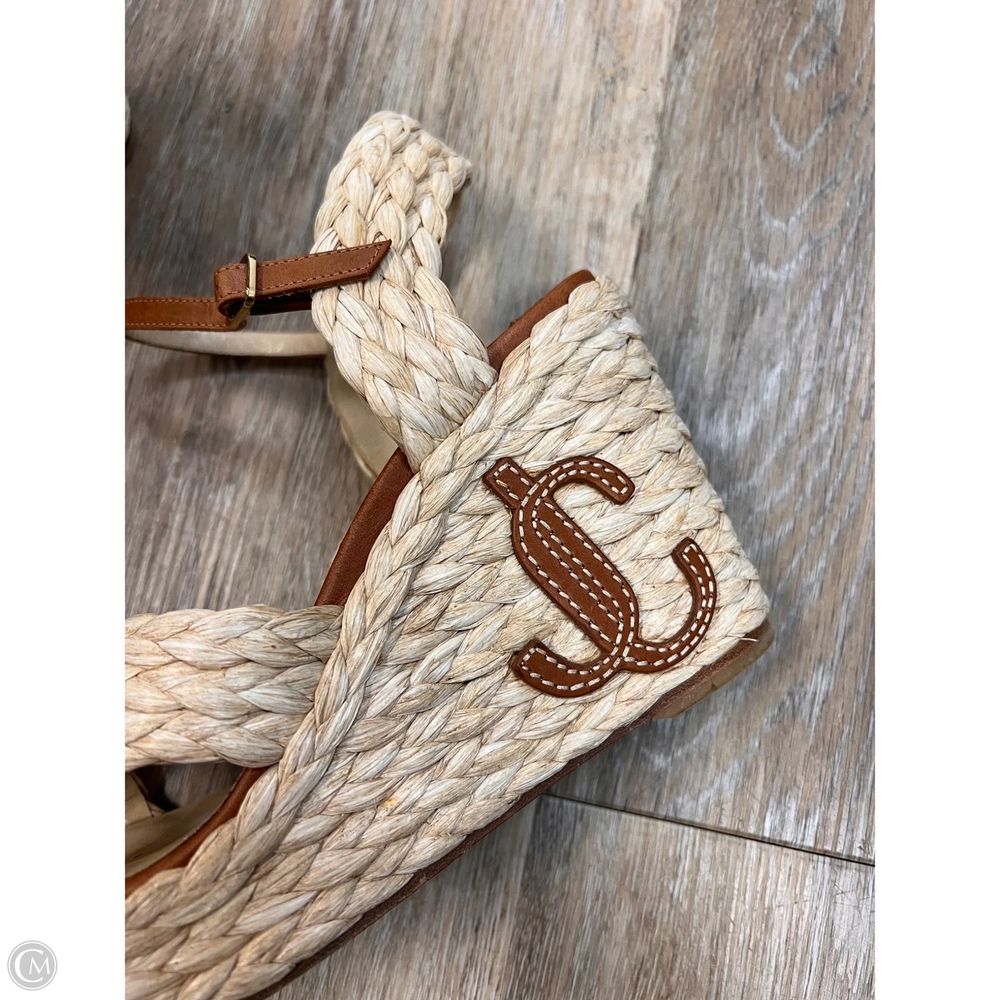 Sandals Luxury Designer By Jimmy Choo In Brown, Size: 9.5