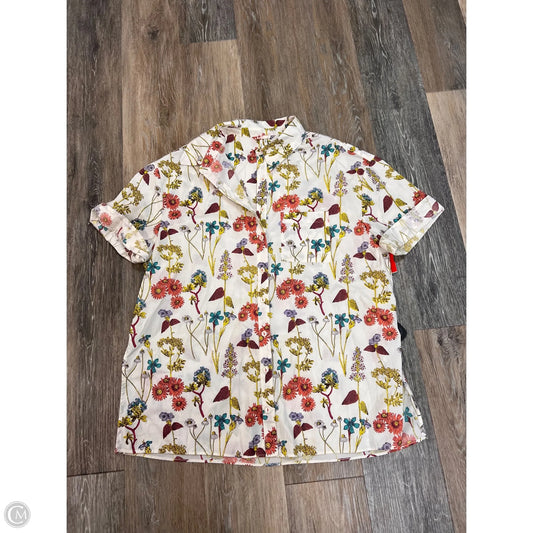 Blouse Short Sleeve By Anthropologie In Floral Print, Size: Xs