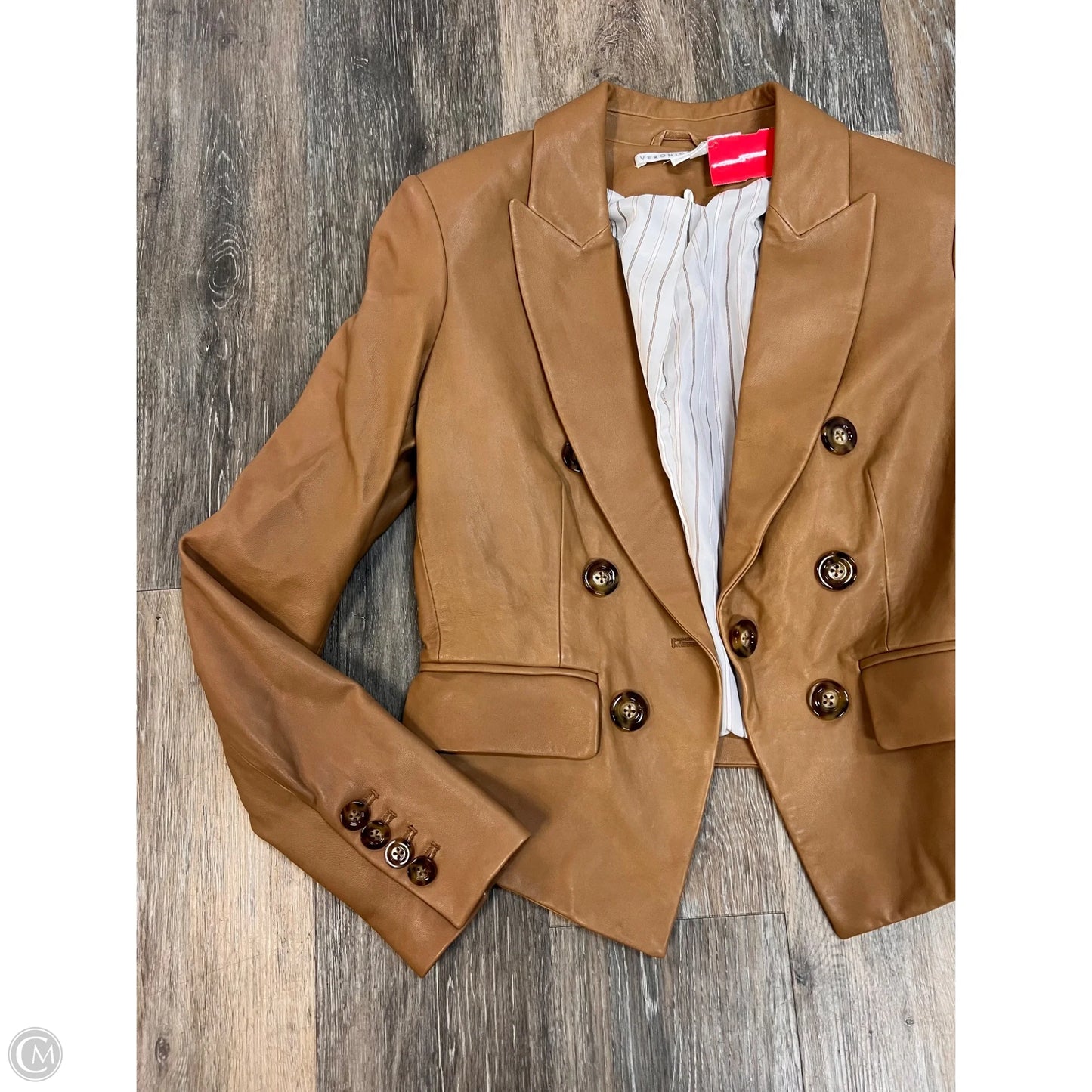 Jacket Leather By Veronica Beard In Tan, Size: 2
