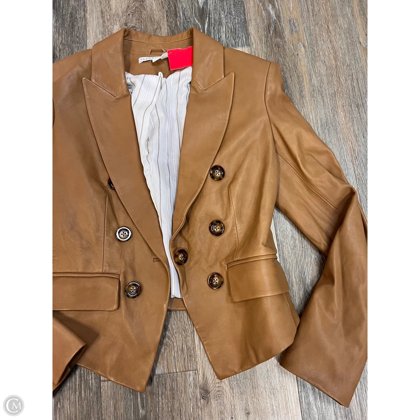 Jacket Leather By Veronica Beard In Tan, Size: 2