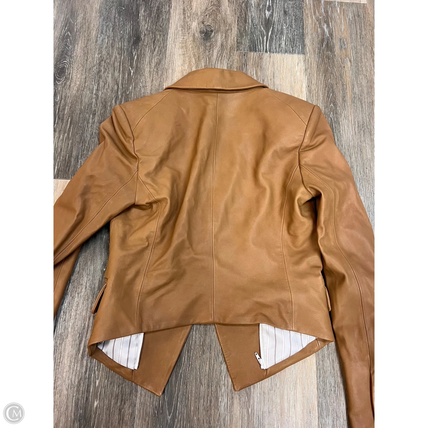 Jacket Leather By Veronica Beard In Tan, Size: 2