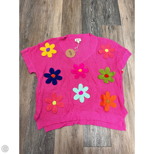 Sweater Short Sleeve By Bibi In Pink, Size: M