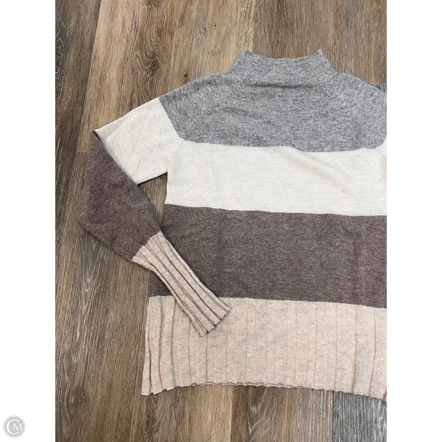 Sweater Cashmere By Kinross Cashmere In Grey & White, Size: Xs