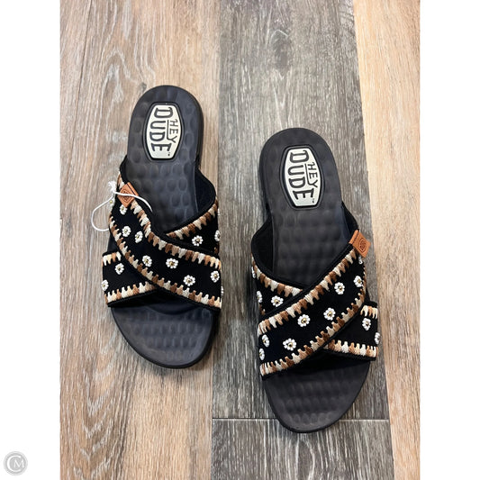 Sandals Flats By Hey Dude In Black, Size: 9
