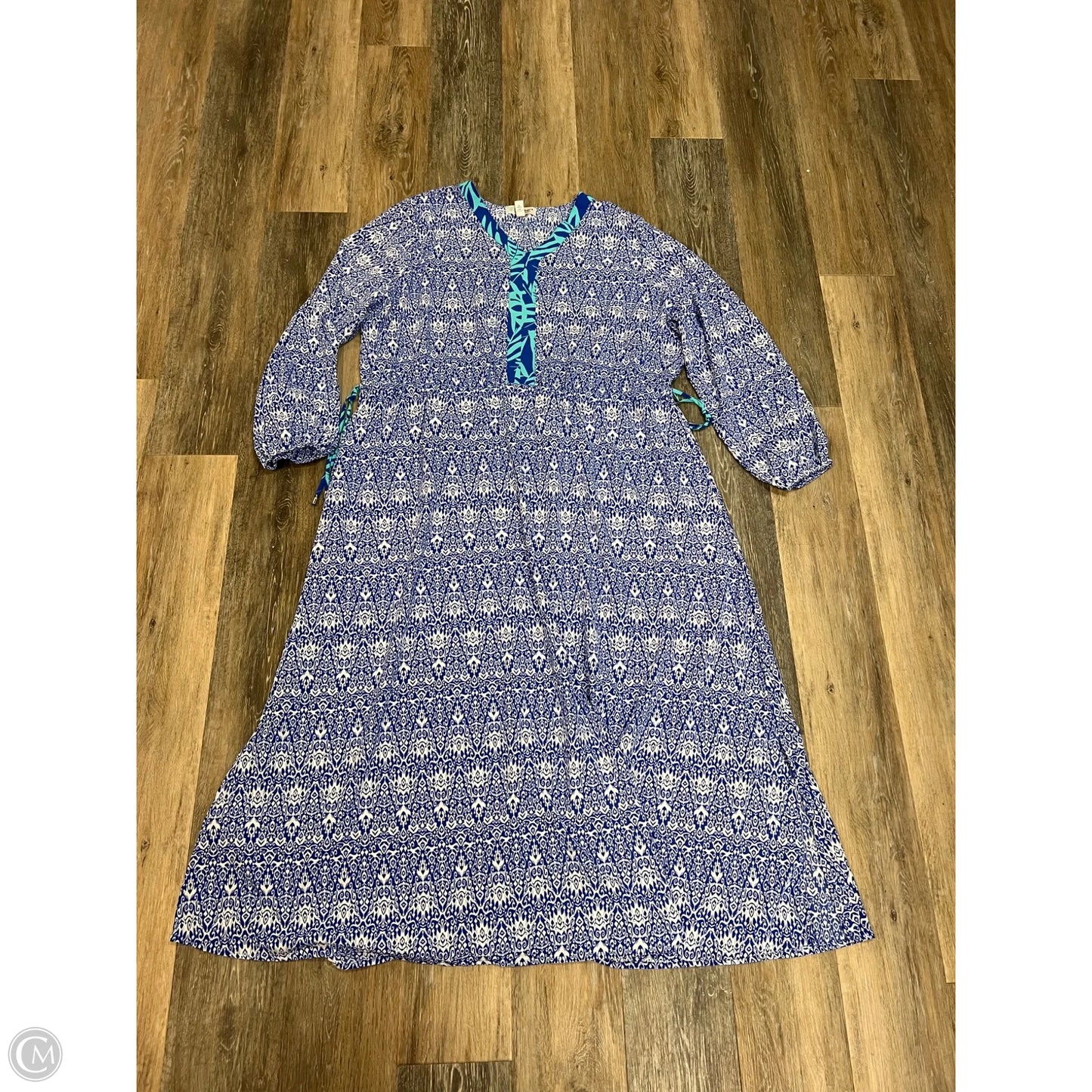 Dress Casual Maxi By Coolibar In Blue & White, Size: 2x