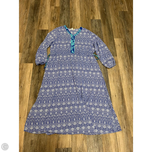Dress Casual Maxi By Coolibar In Blue & White, Size: 2x