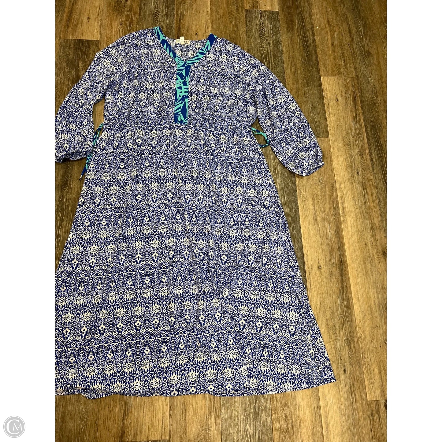 Dress Casual Maxi By Coolibar In Blue & White, Size: 2x