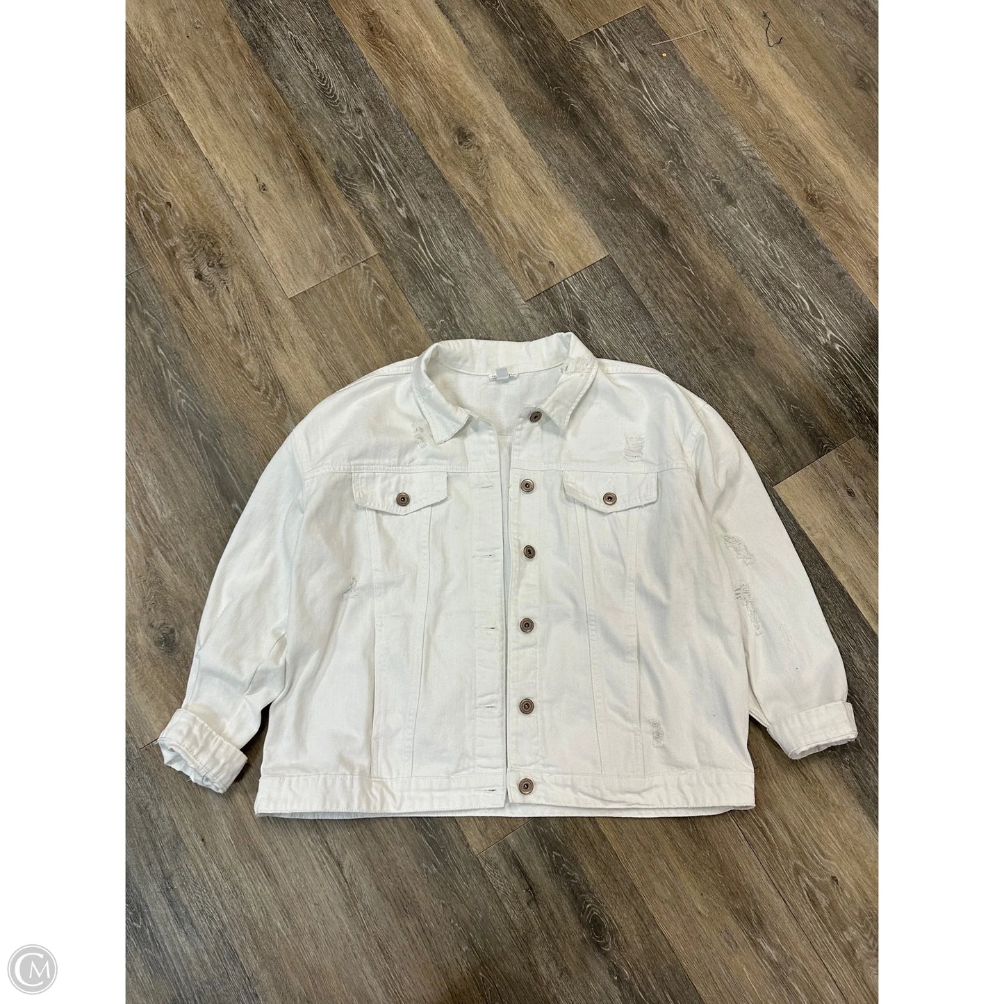 Jacket Denim By Tribal In White Denim, Size: Xl