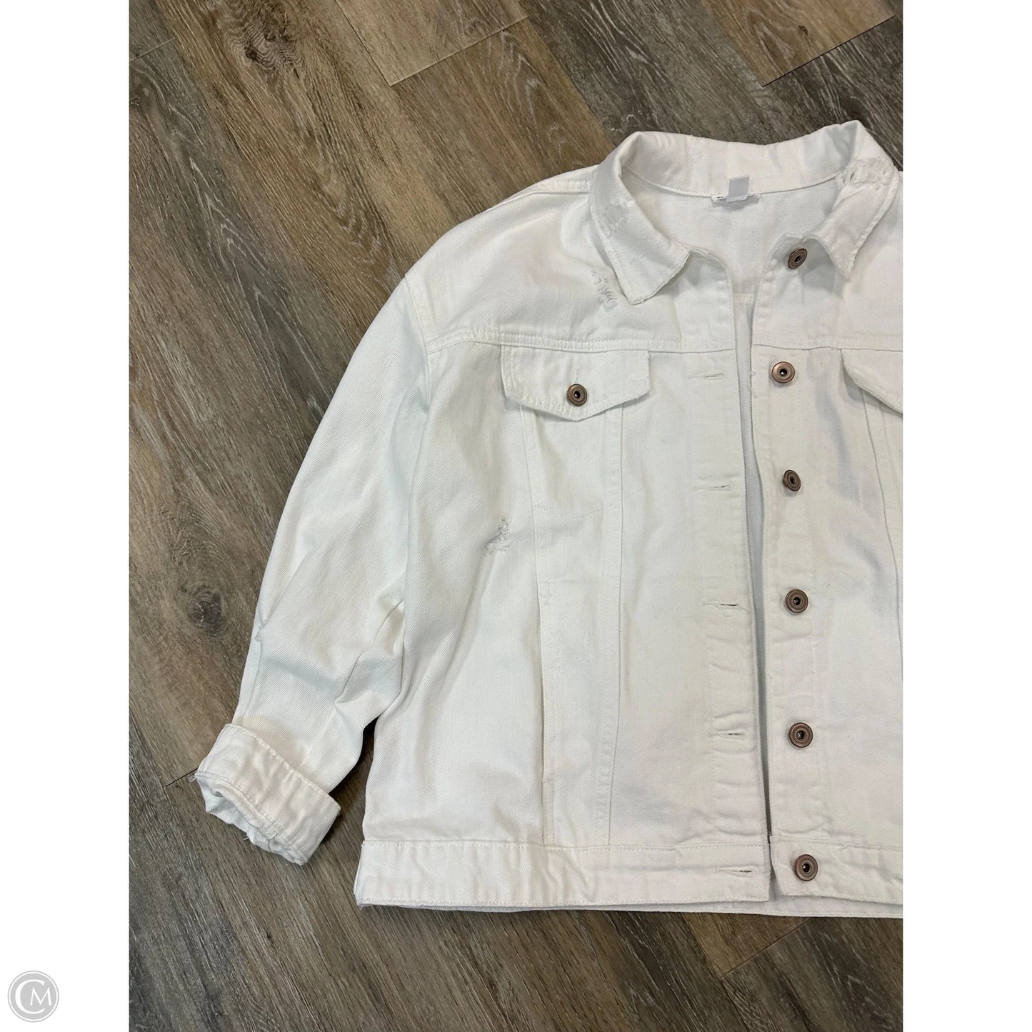 Jacket Denim By Tribal In White Denim, Size: Xl