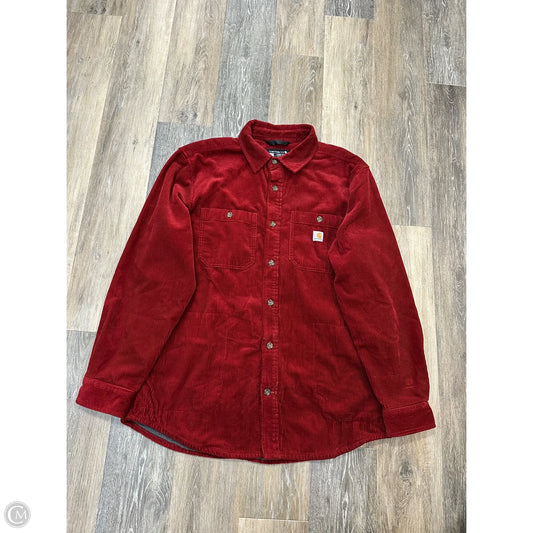Jacket Shirt By Carhartt In Red, Size: L