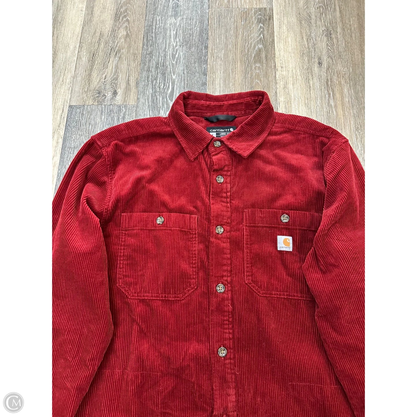 Jacket Shirt By Carhartt In Red, Size: L