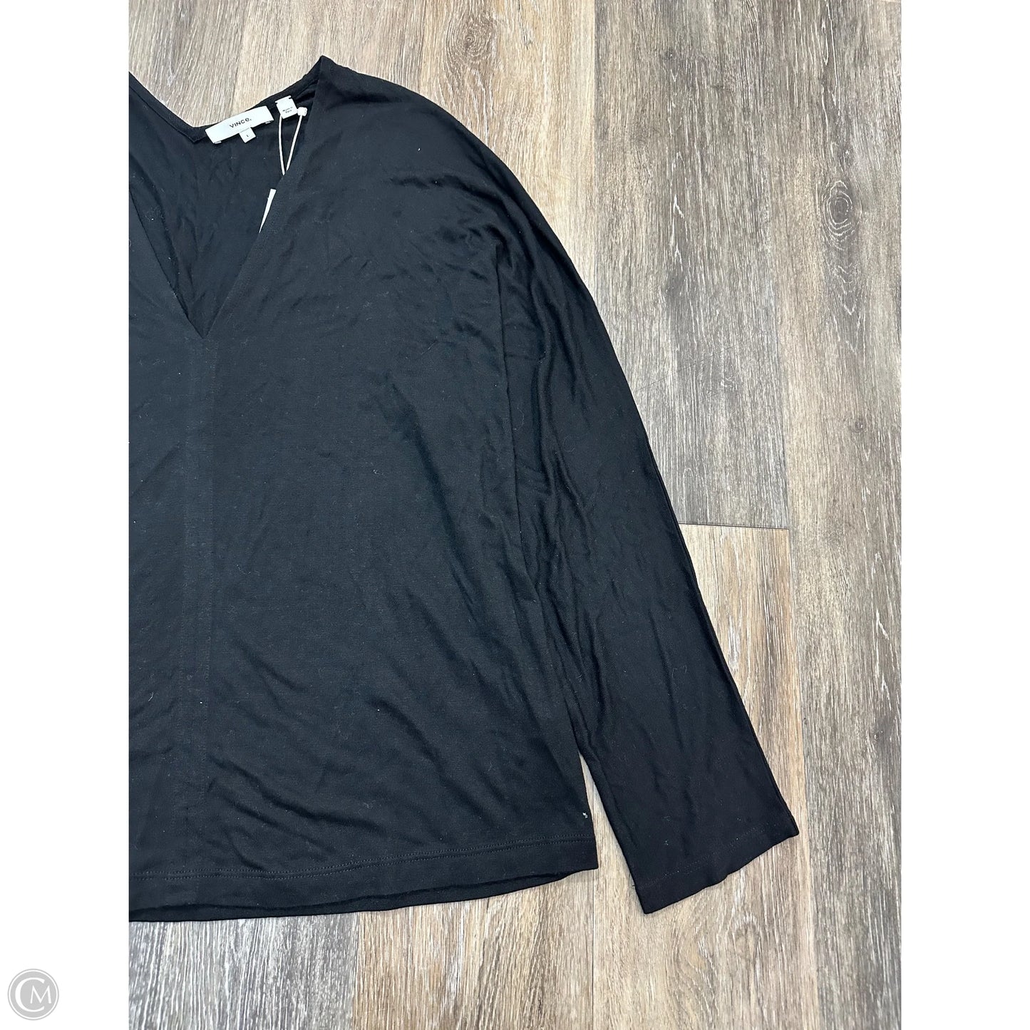 Top Long Sleeve By Vince In Black, Size: L