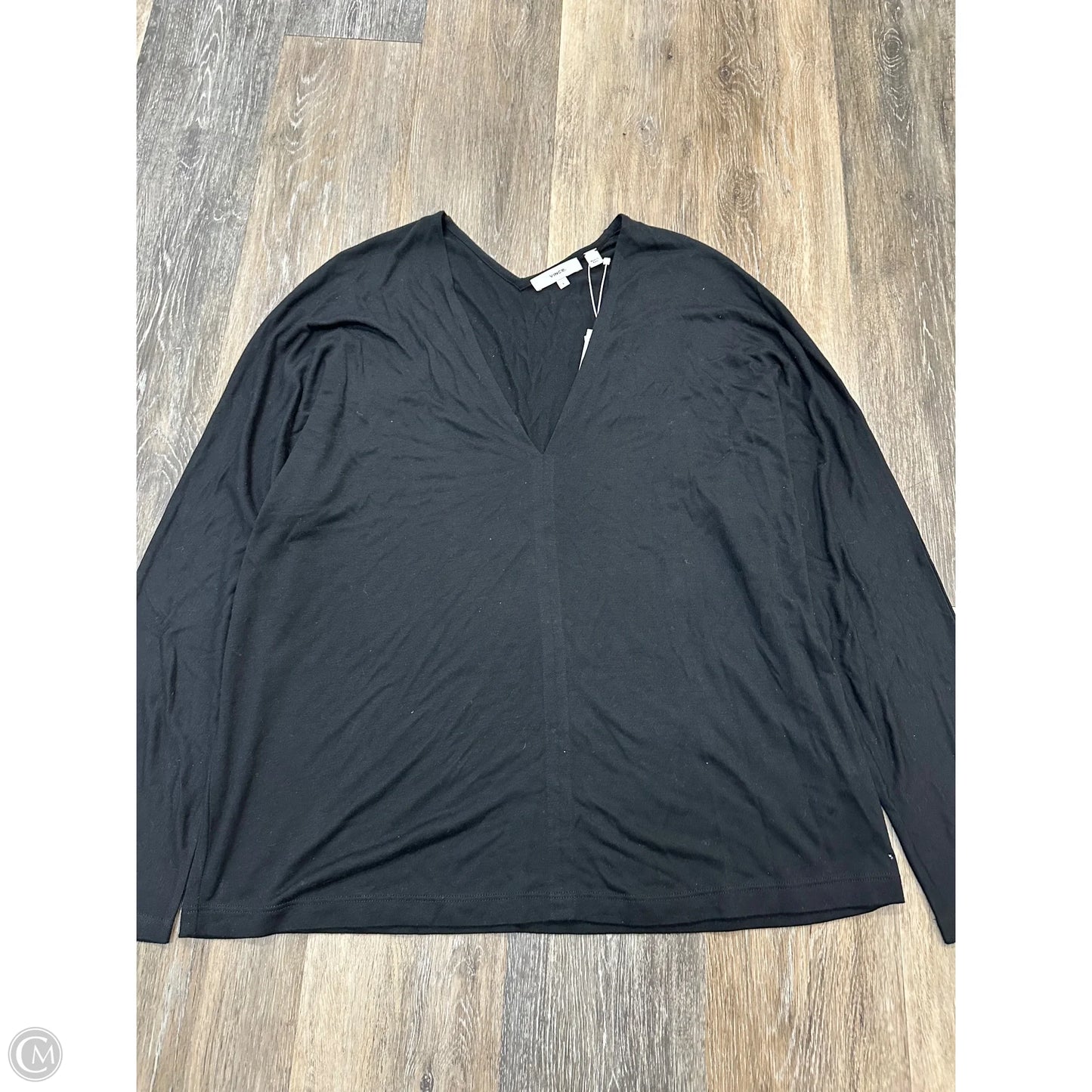Top Long Sleeve By Vince In Black, Size: L