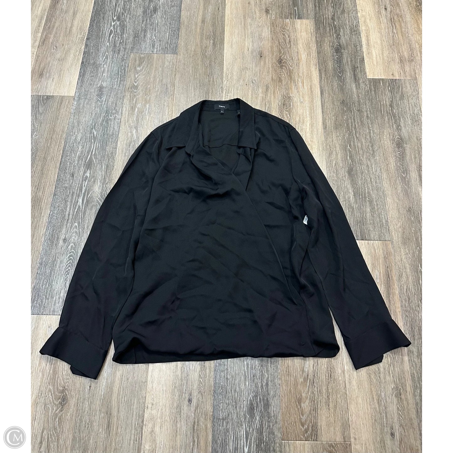 Blouse Long Sleeve By Theory In Black, Size: Xl