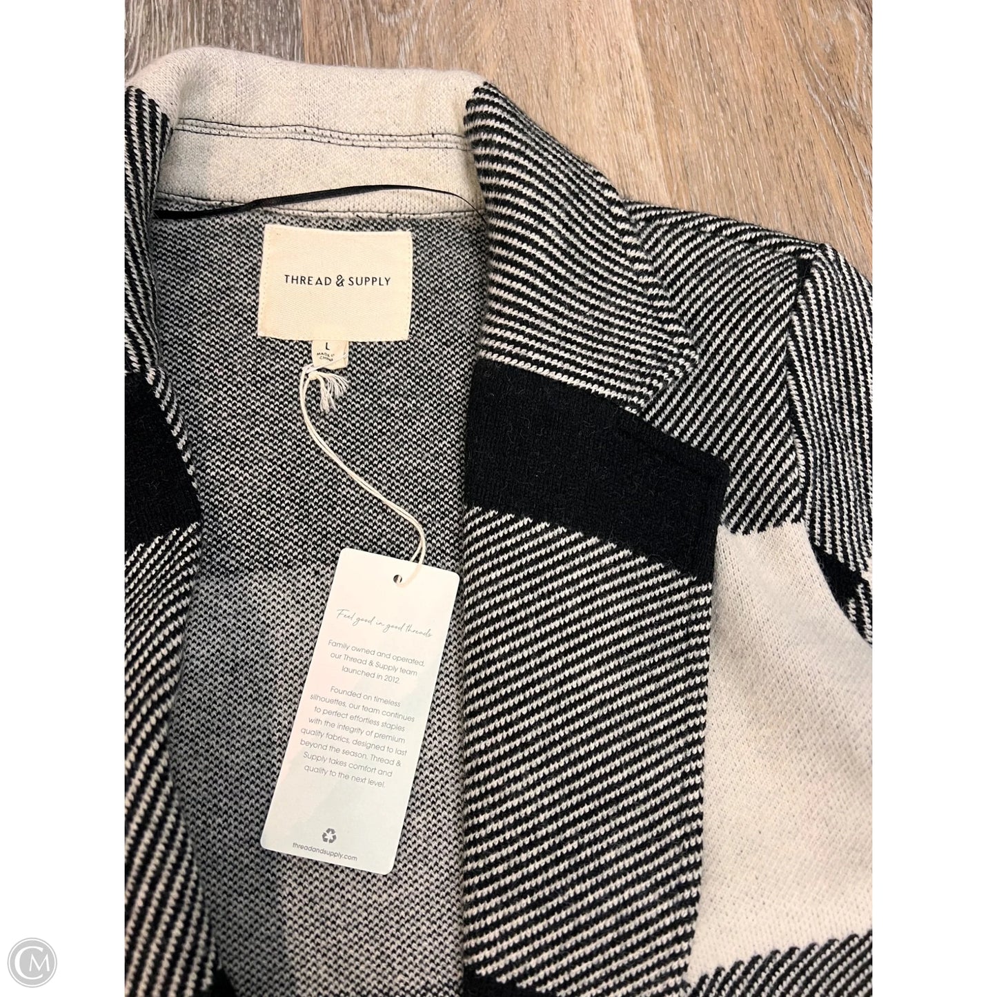 Sweater Cardigan By Thread And Supply In Black & Cream, Size: L