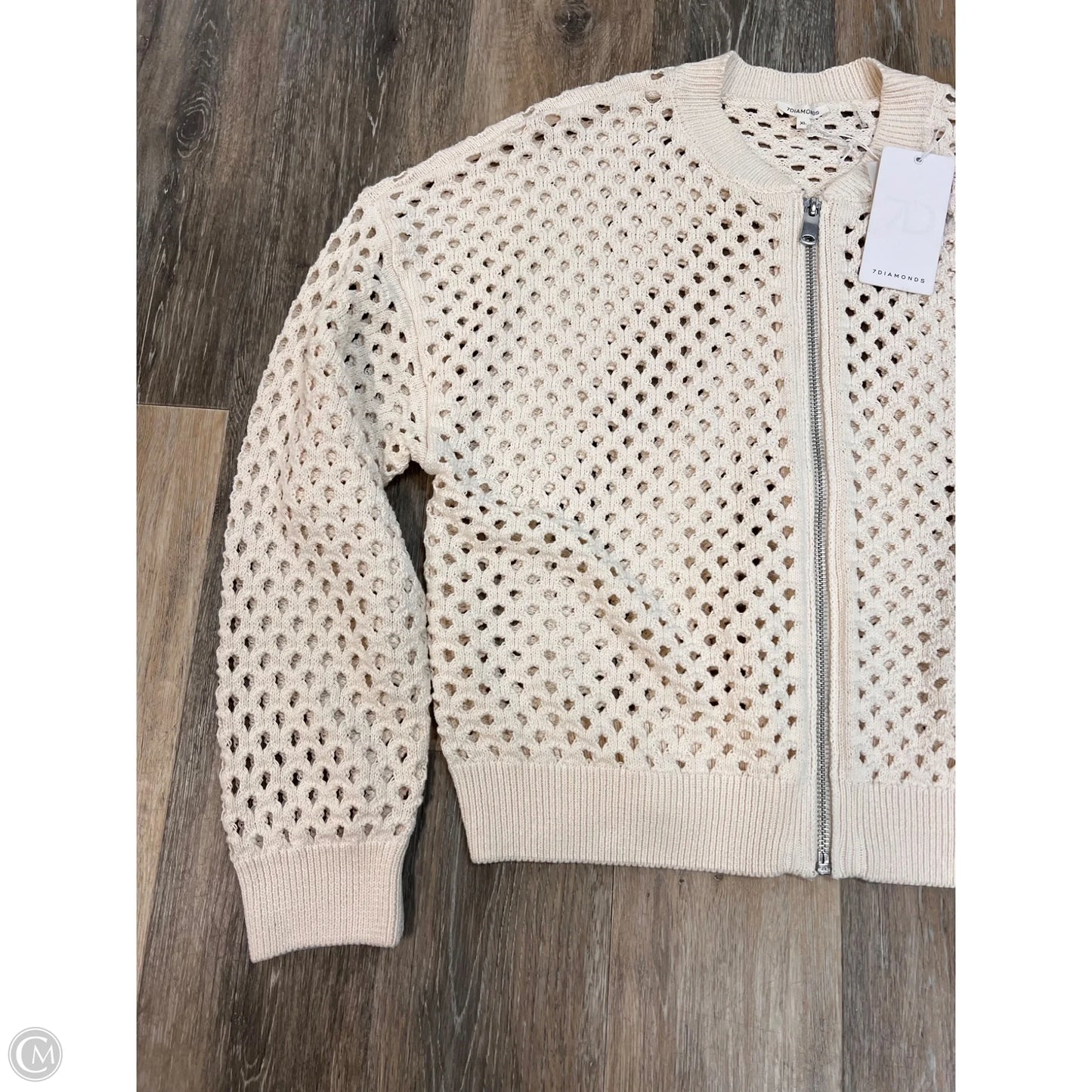 Sweater Cardigan By 7 Diamonds In White, Size: Xl