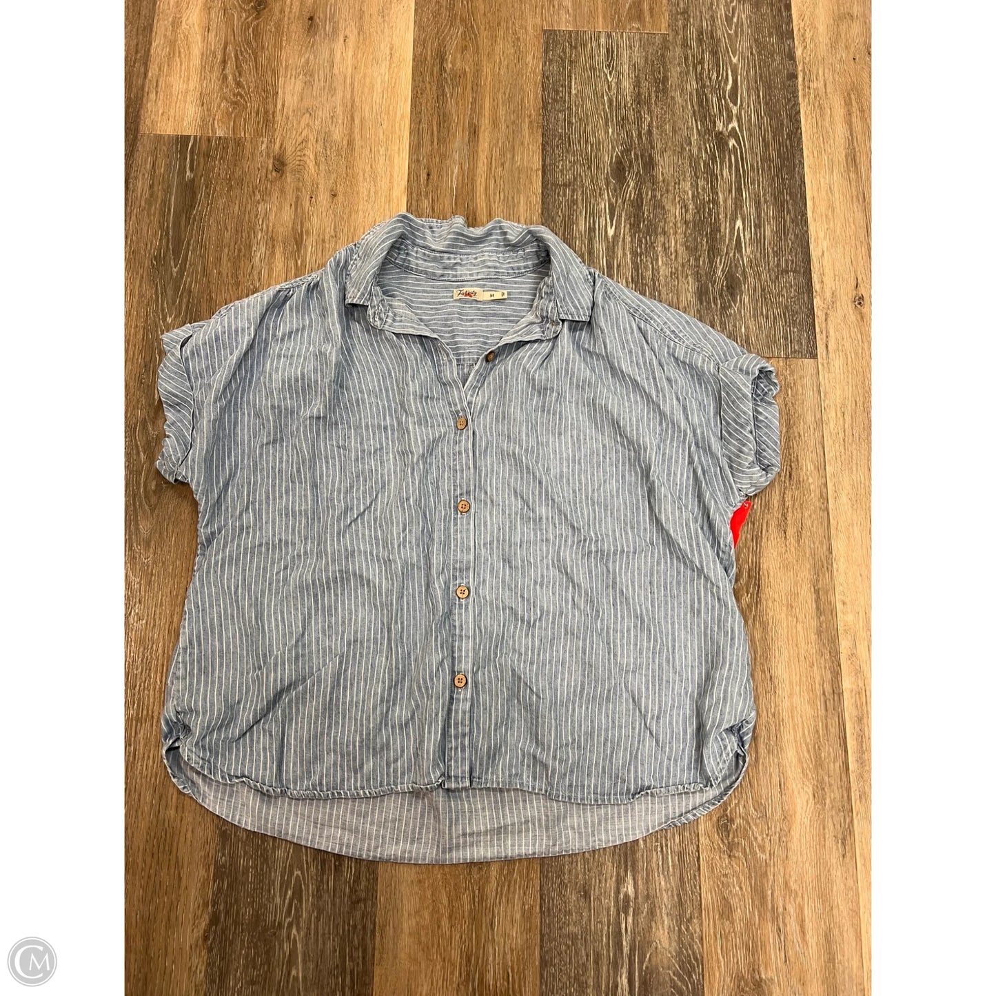 Blouse Short Sleeve By Faherty In Striped Pattern, Size: M