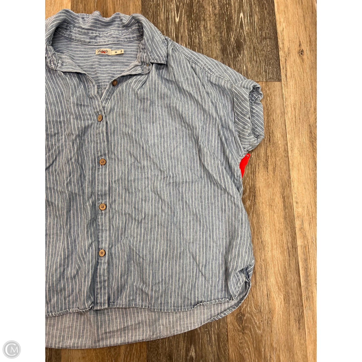 Blouse Short Sleeve By Faherty In Striped Pattern, Size: M