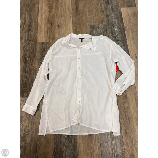 Blouse Long Sleeve By Eileen Fisher In White, Size: M