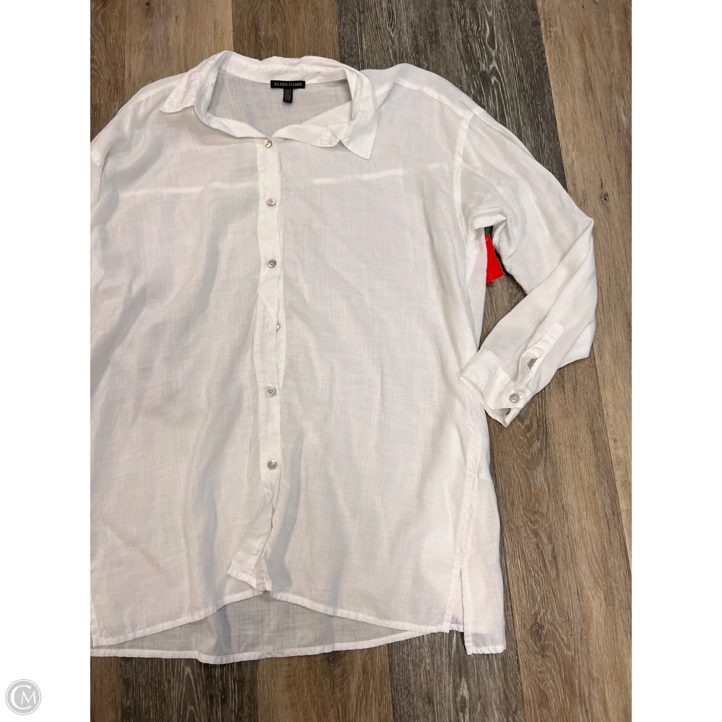 Blouse Long Sleeve By Eileen Fisher In White, Size: M