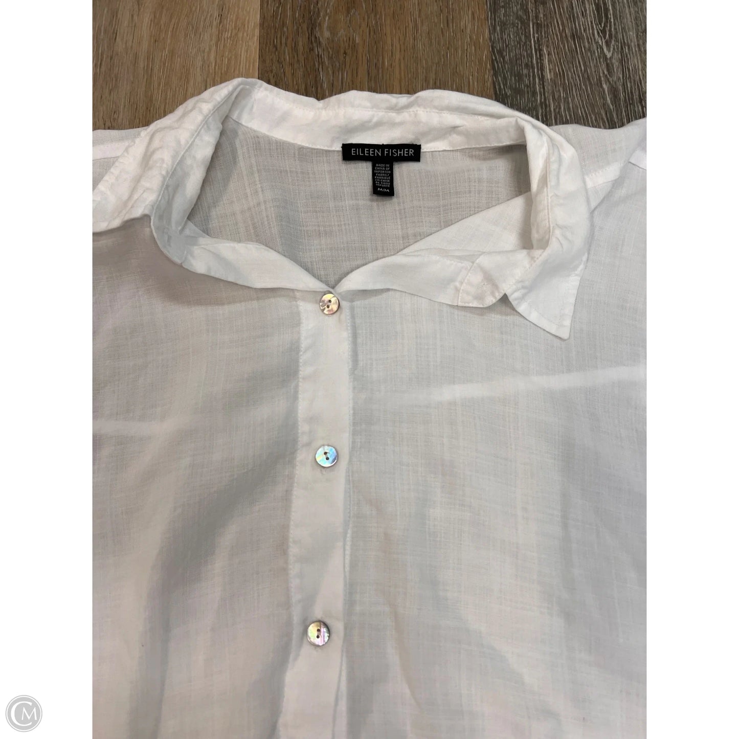 Blouse Long Sleeve By Eileen Fisher In White, Size: M