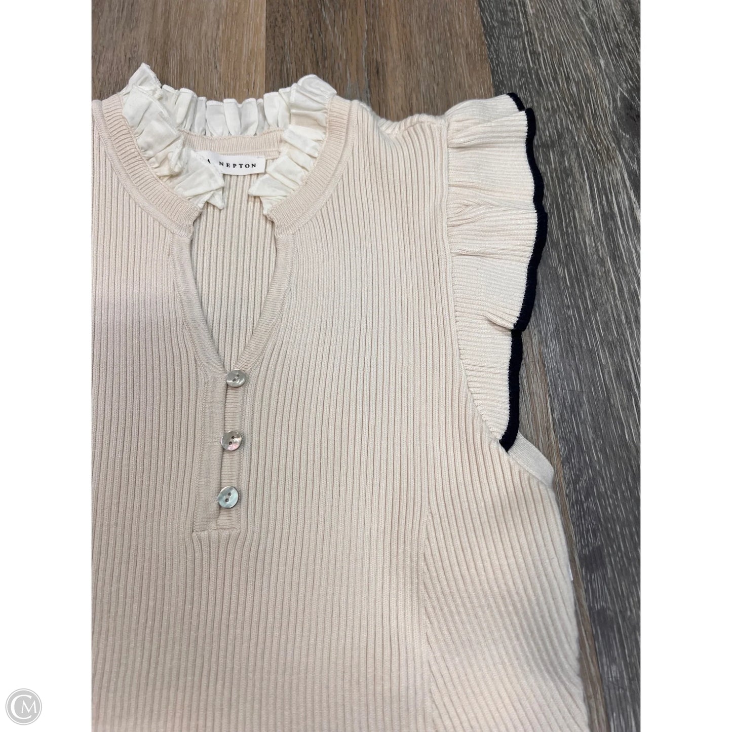 Sweater Short Sleeve By Melissa Nepton In Cream, Size: S