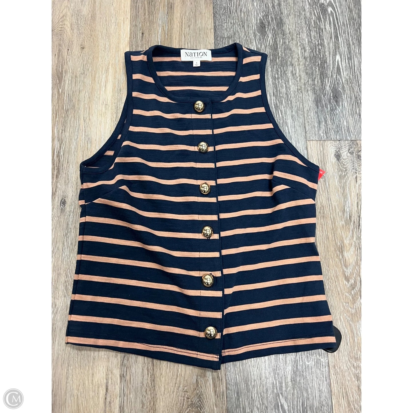 Top Sleeveless By Nation In Striped Pattern, Size: S