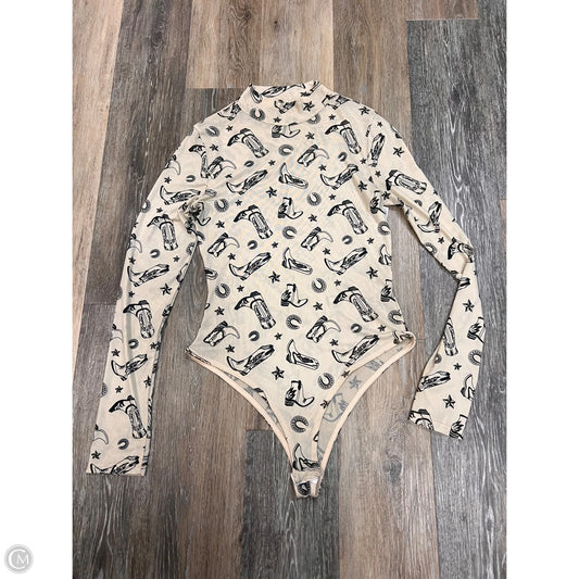 Top Long Sleeve Bodysuit By Nylon In Cream, Size: M