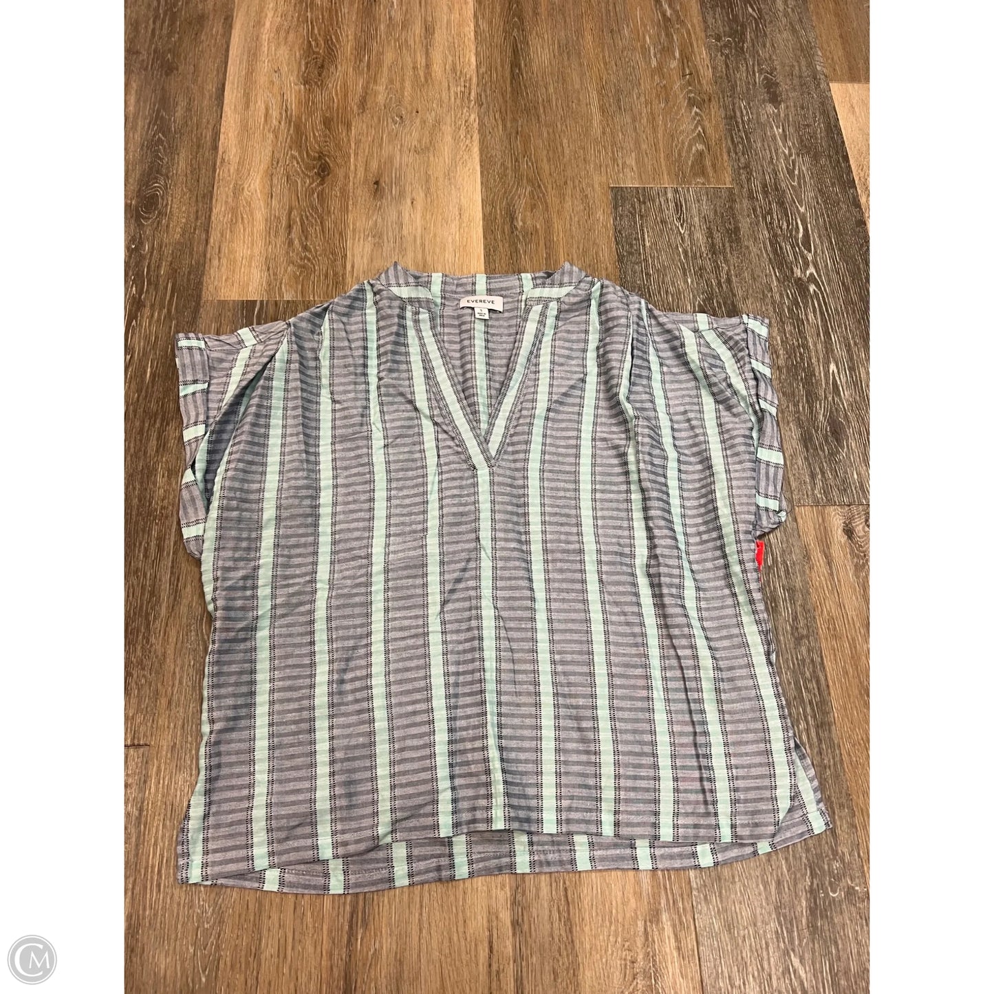 Blouse Short Sleeve By Evereve In Striped Pattern, Size: S