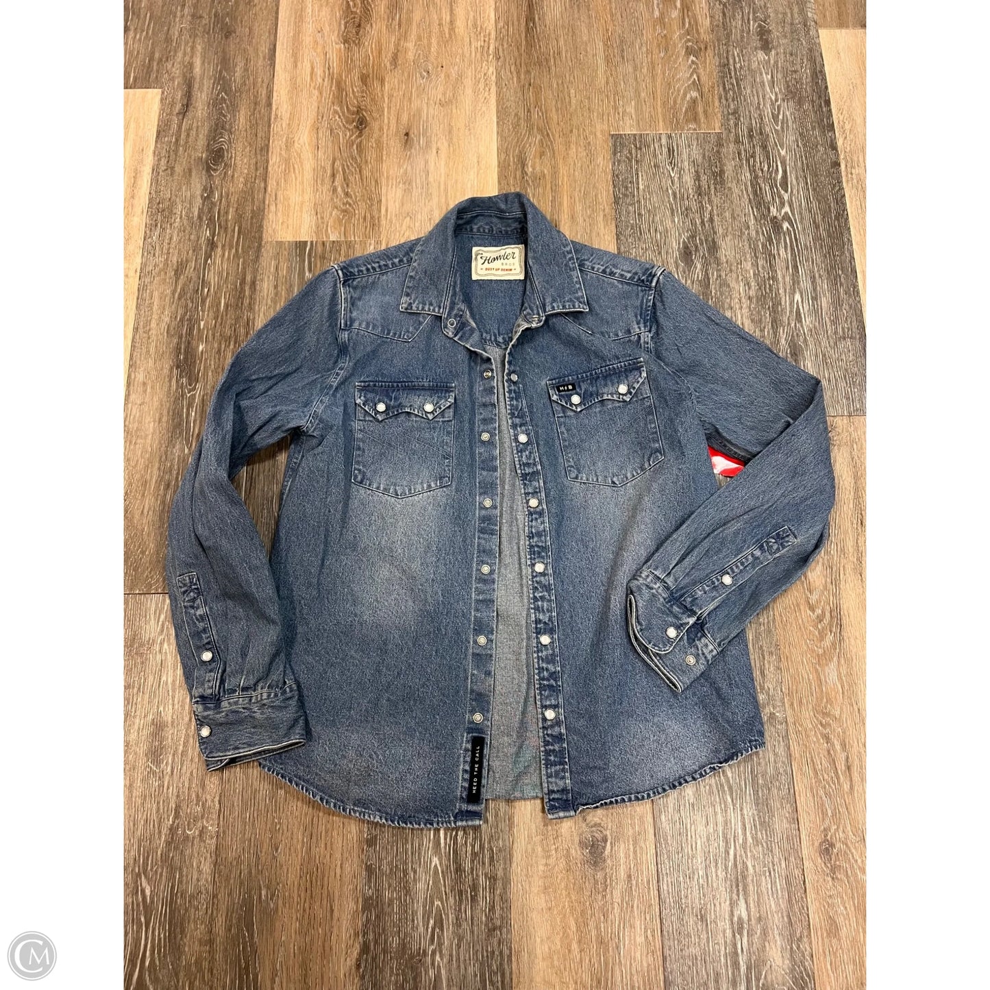 Blouse Long Sleeve By Howler In Blue Denim, Size: S