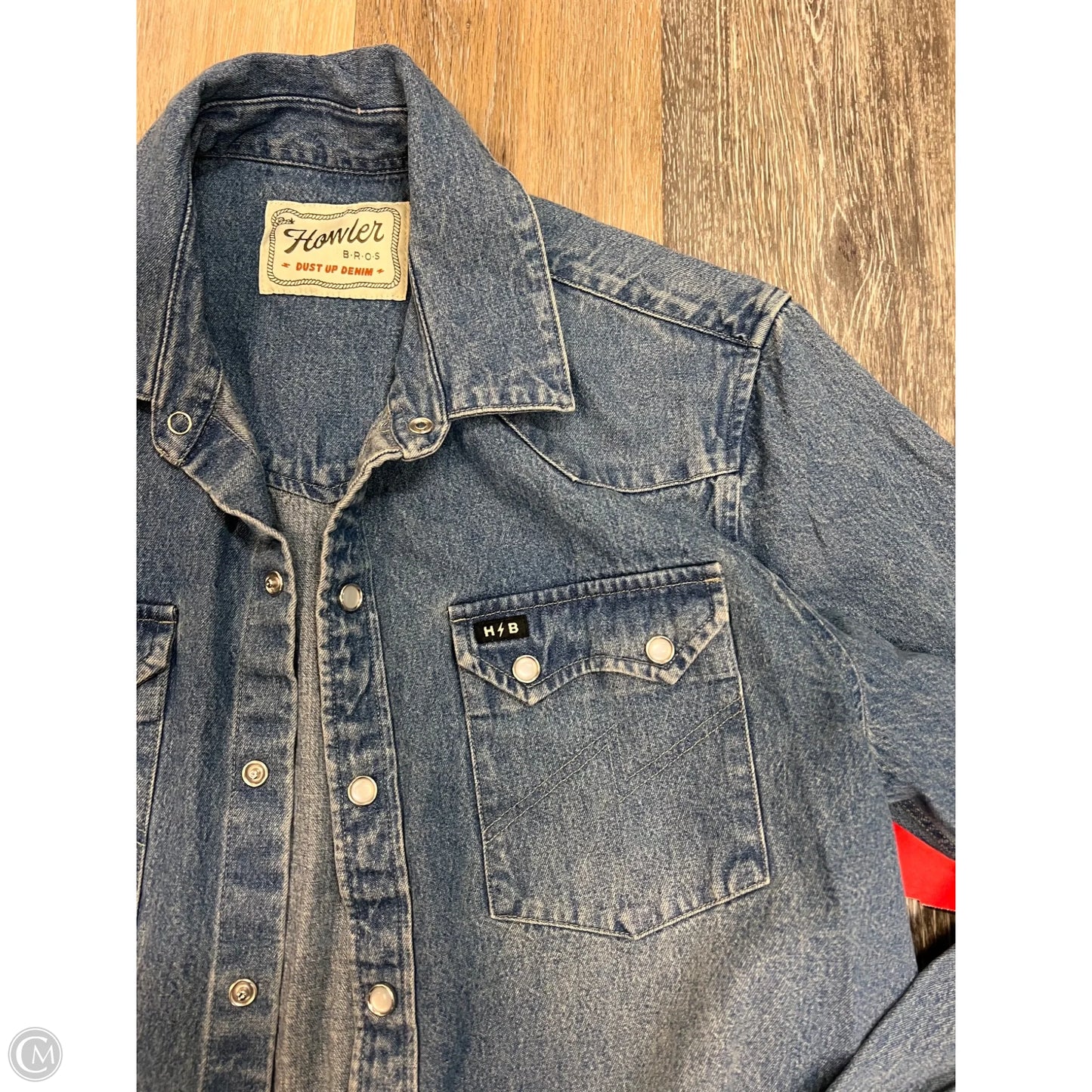 Blouse Long Sleeve By Howler In Blue Denim, Size: S