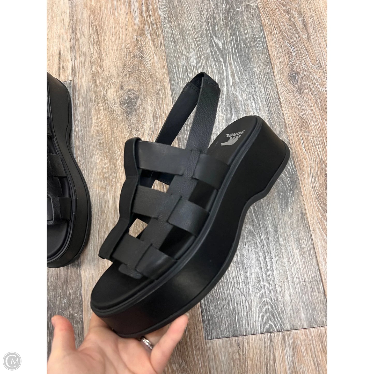 -Sandals Heels Platform By Sorel In Black, Size: 9.5