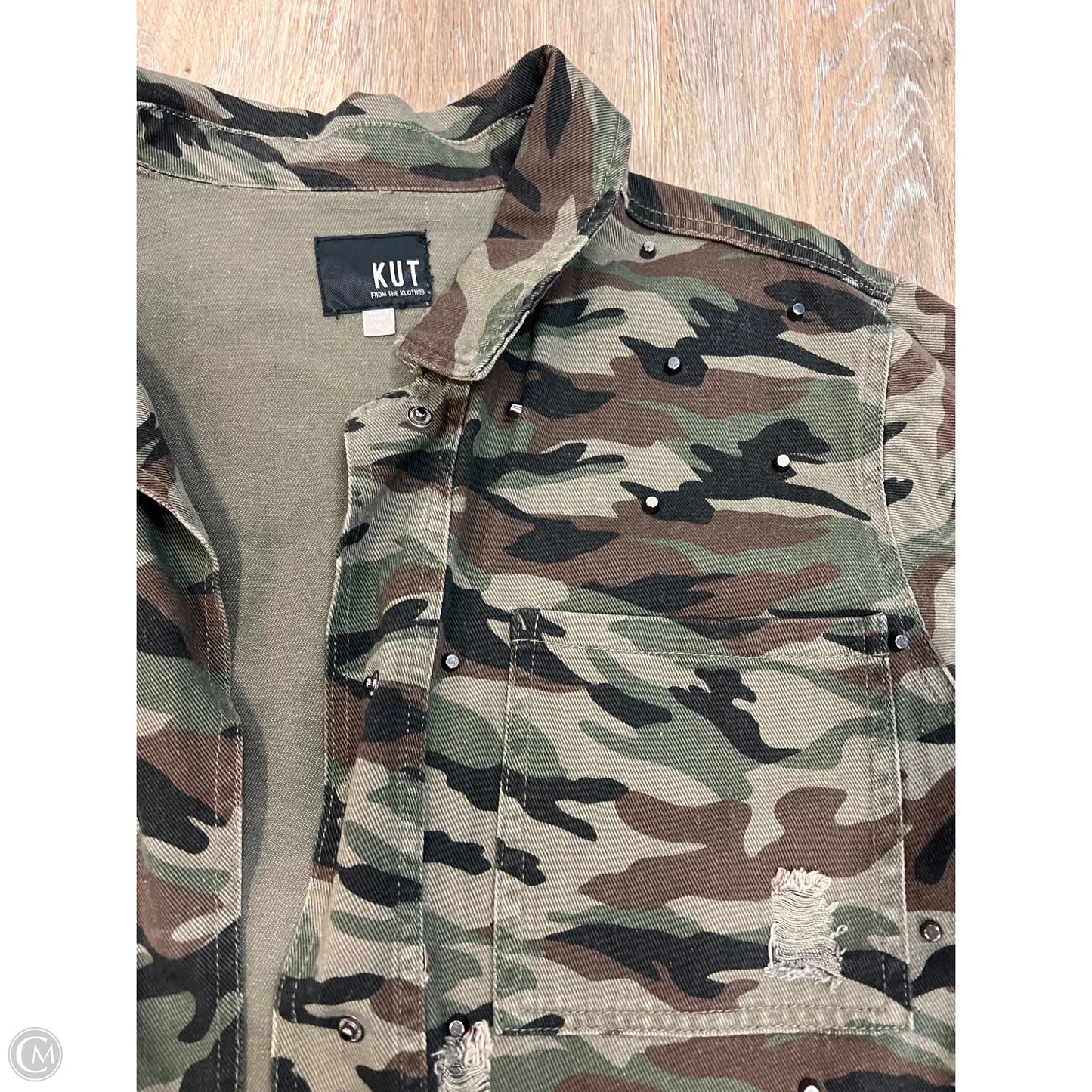 Jacket Shirt By Kut In Camouflage Print, Size: Xl