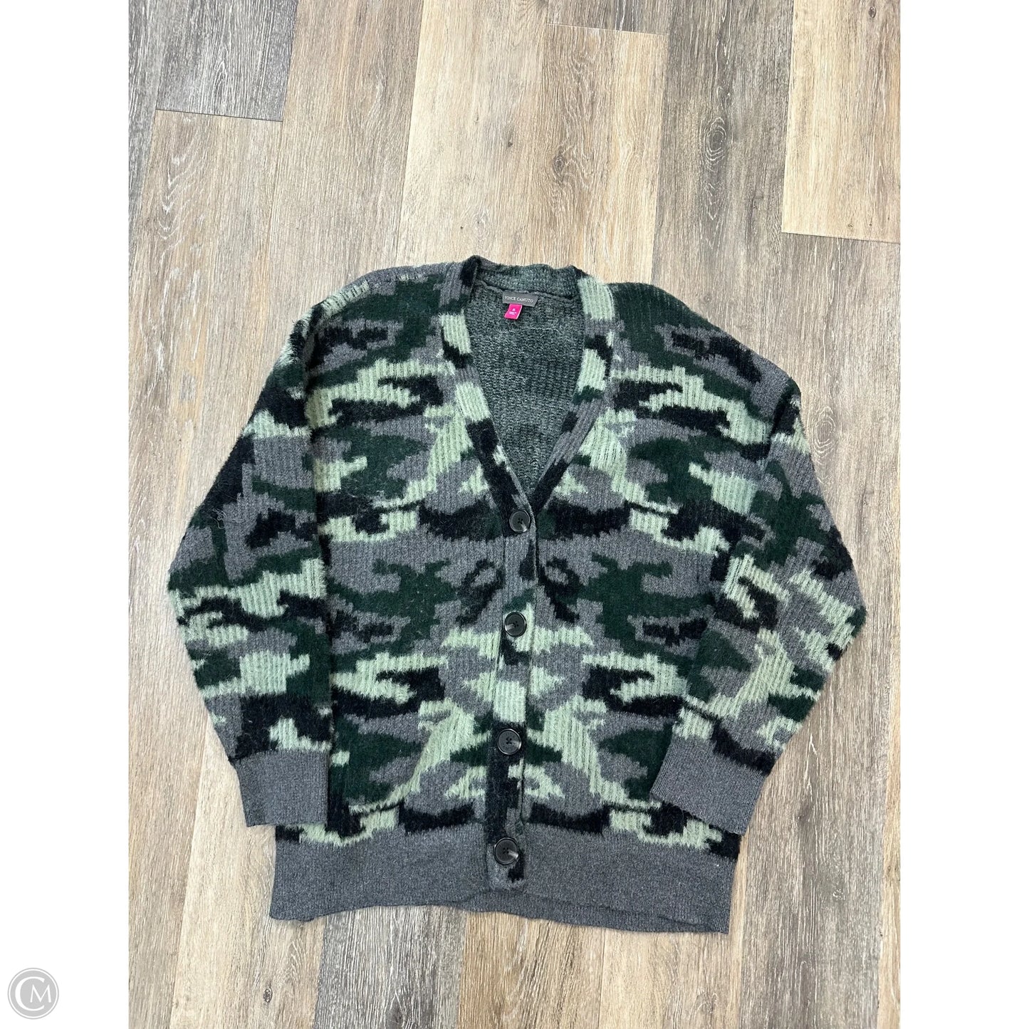 Sweater Cardigan By Vince Camuto In Camouflage Print, Size: Xl