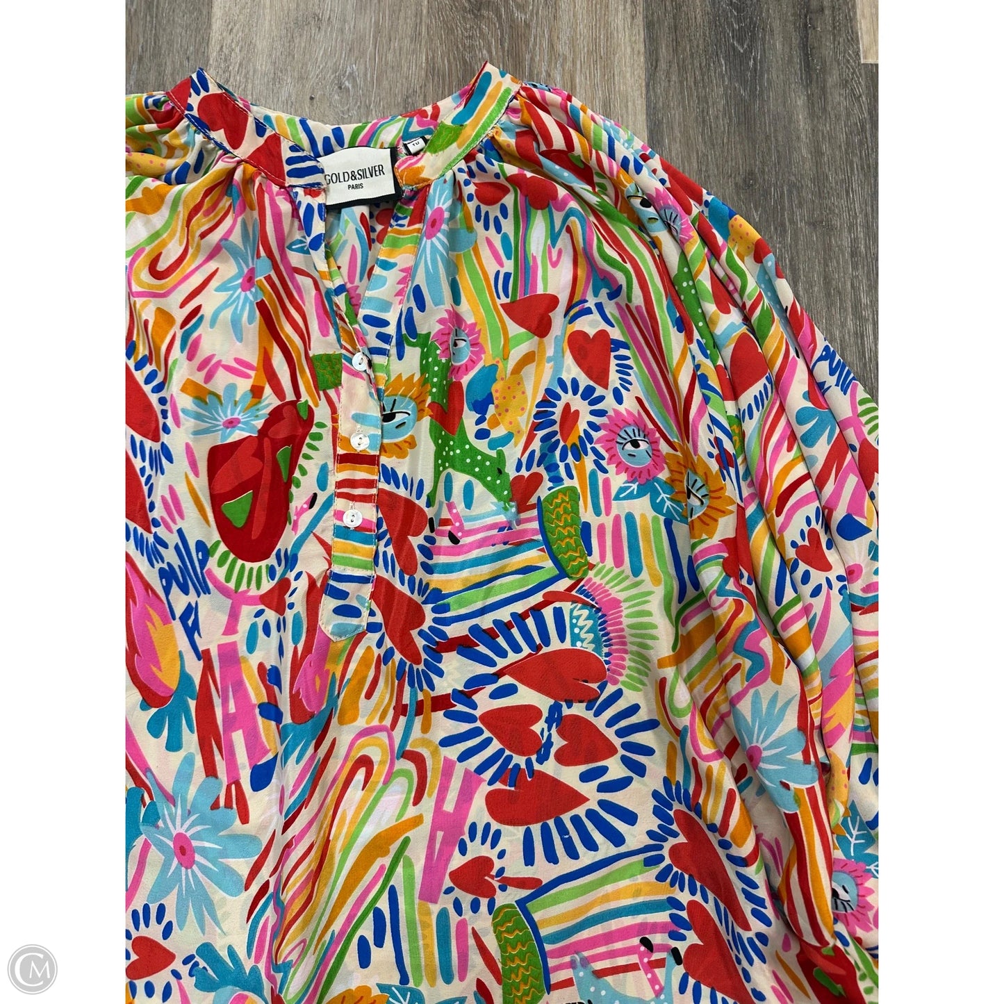 Blouse Long Sleeve By Gold and Silver Paris In Multi-colored, Size: Xl
