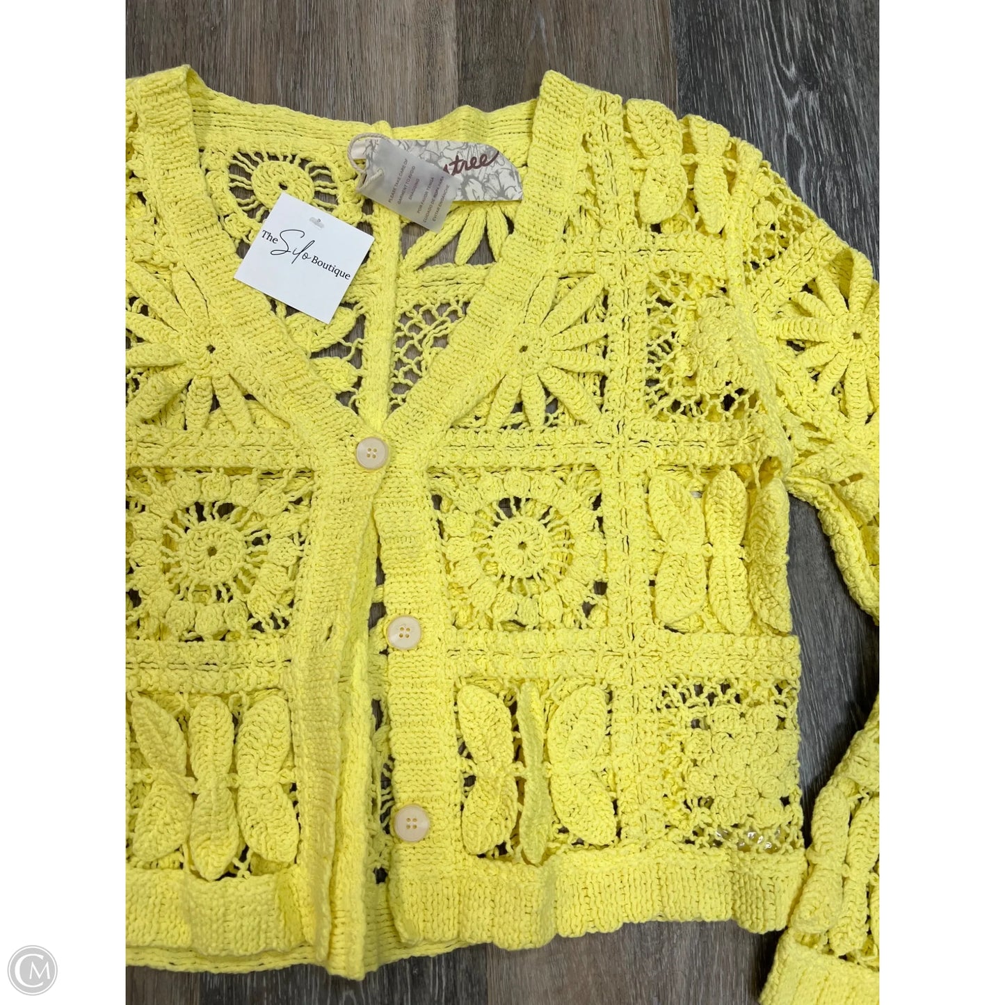 Sweater Cardigan By Mystree In Yellow, Size: L