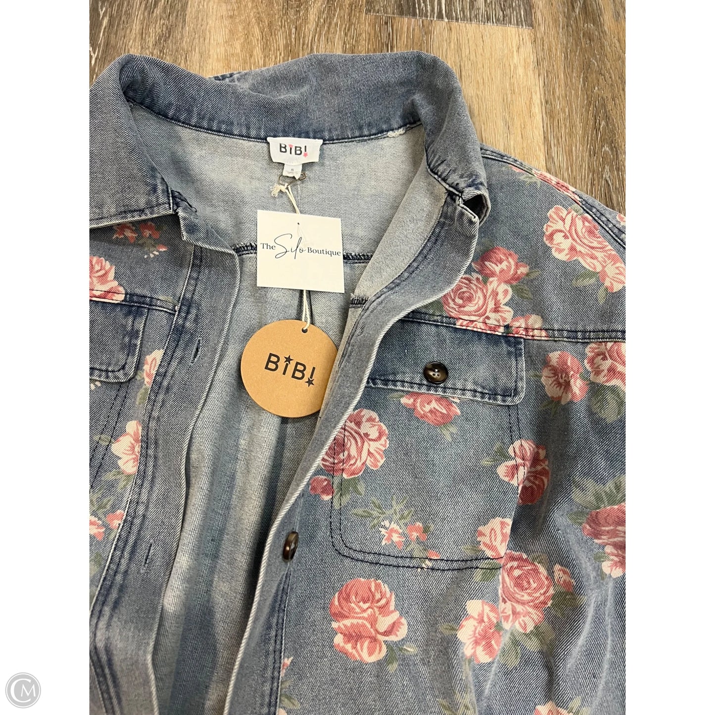 Jacket Denim By Bibi In Blue Denim, Size: S