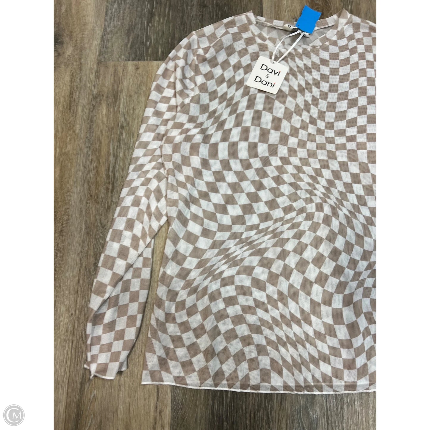 Top Long Sleeve By David & Dani In Checkered Pattern, Size: L