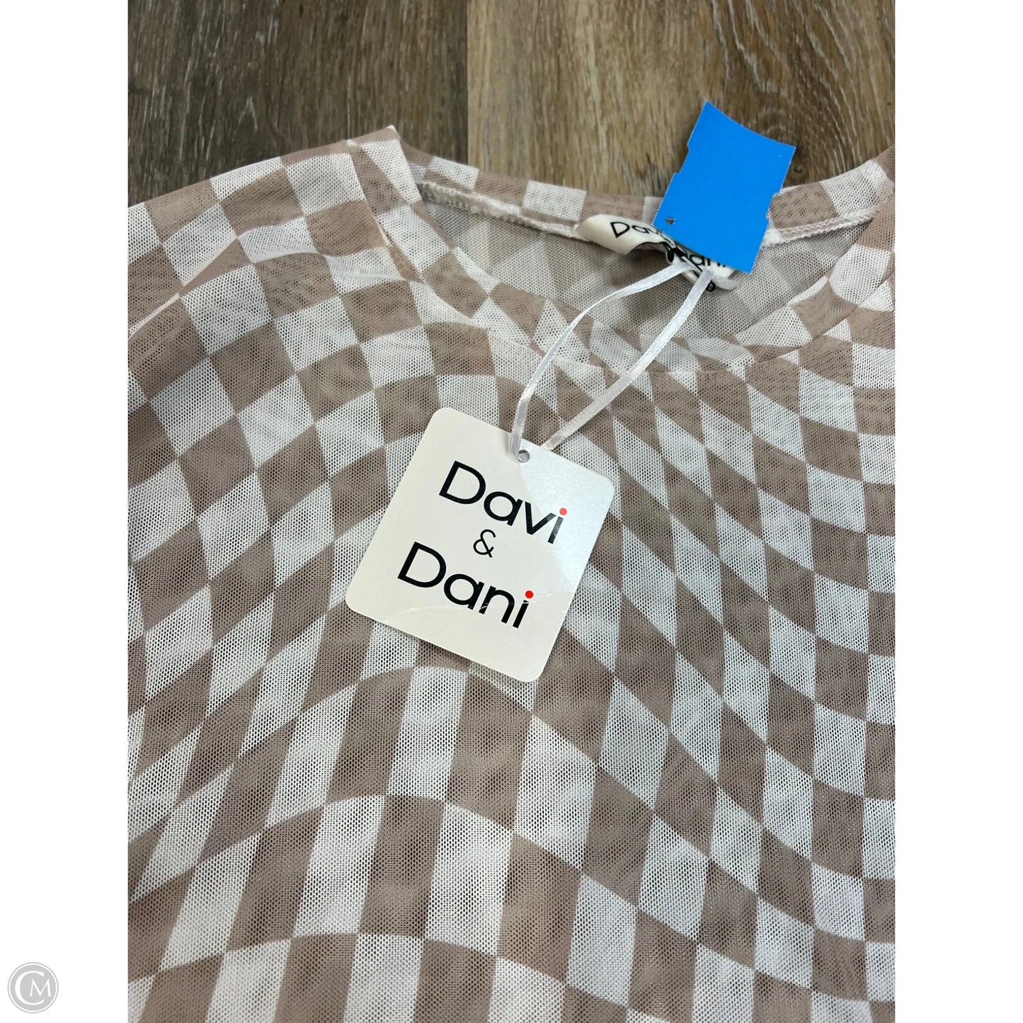 Top Long Sleeve By David & Dani In Checkered Pattern, Size: L