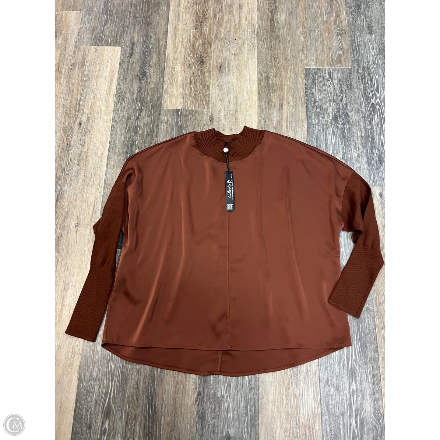 Blouse Long Sleeve By Charlie B In Brown, Size: Xl